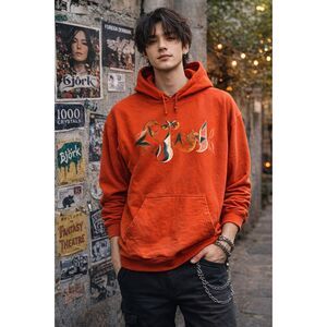 Bjork Orange Cornucopia Tour Pullover Hoodie Sweatshirt Top  Adult Size Large